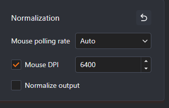 Output Normalization with Mouse DPI set to 6400